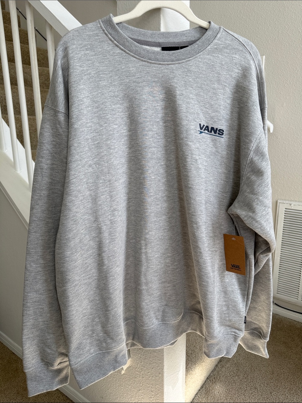 Vans Gray Crewneck Sweatshirt with Navy Logo